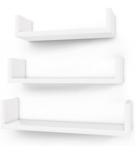 Raft perete Cube, Set 3 bucati, MDF, Alb